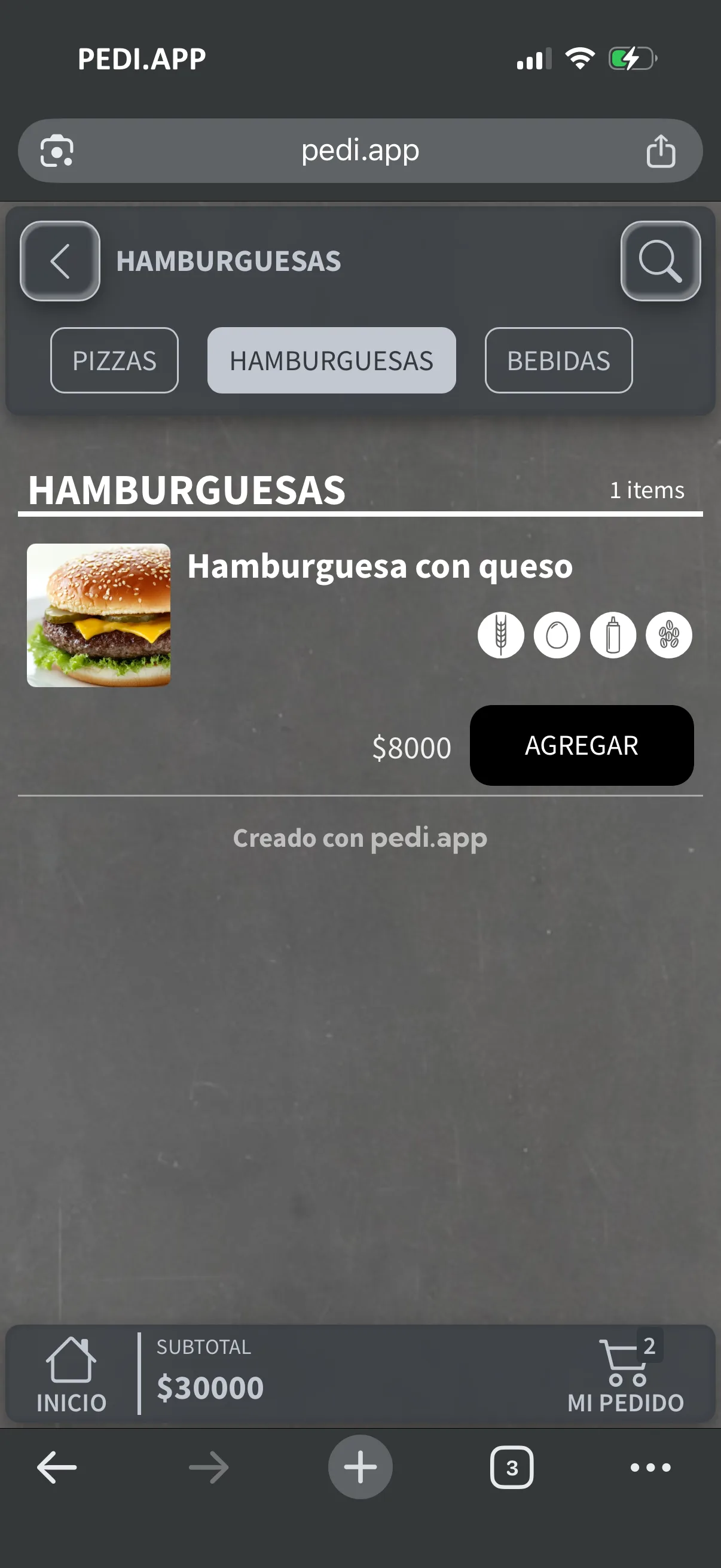 Paso 4 del flujo de pedido en una tienda pediapp