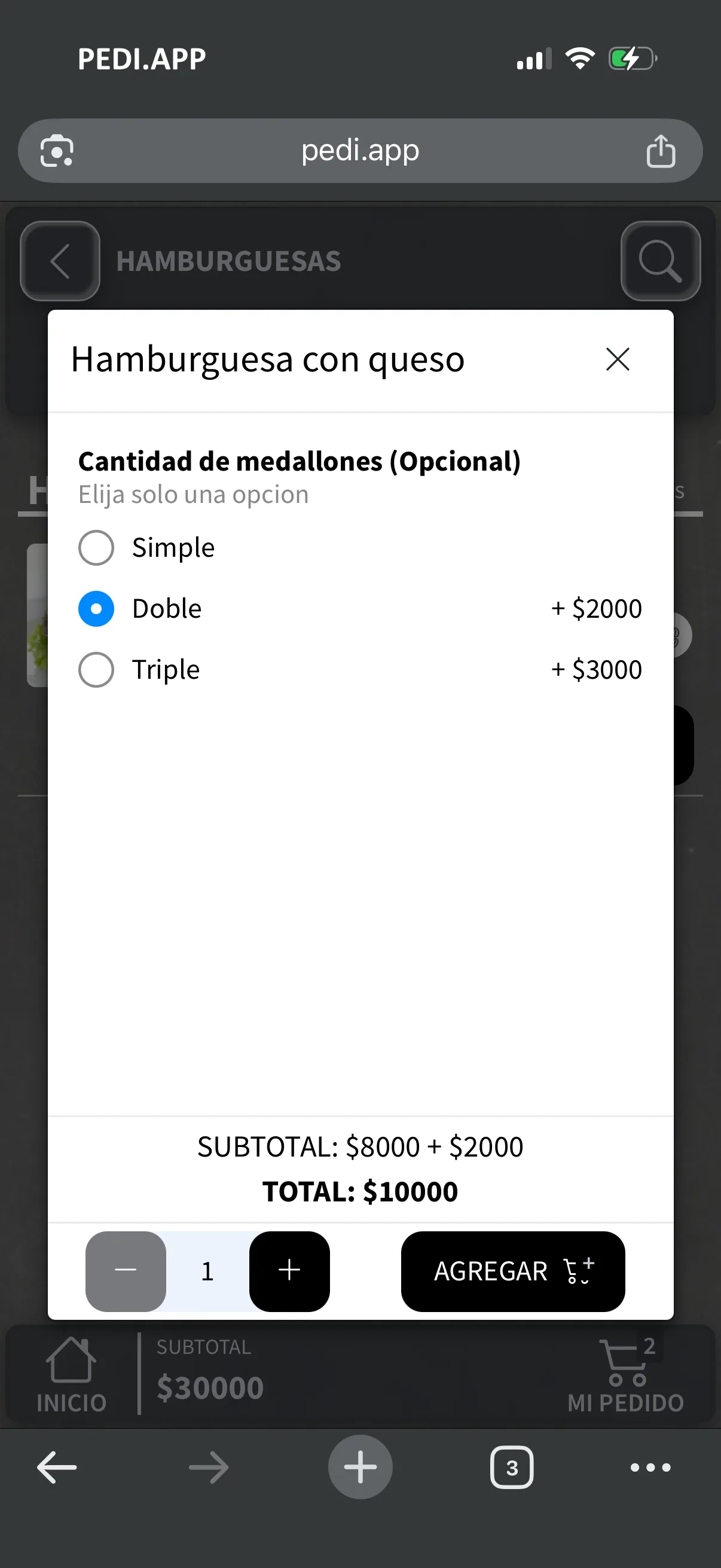 Paso 5 del flujo de pedido en una tienda pediapp