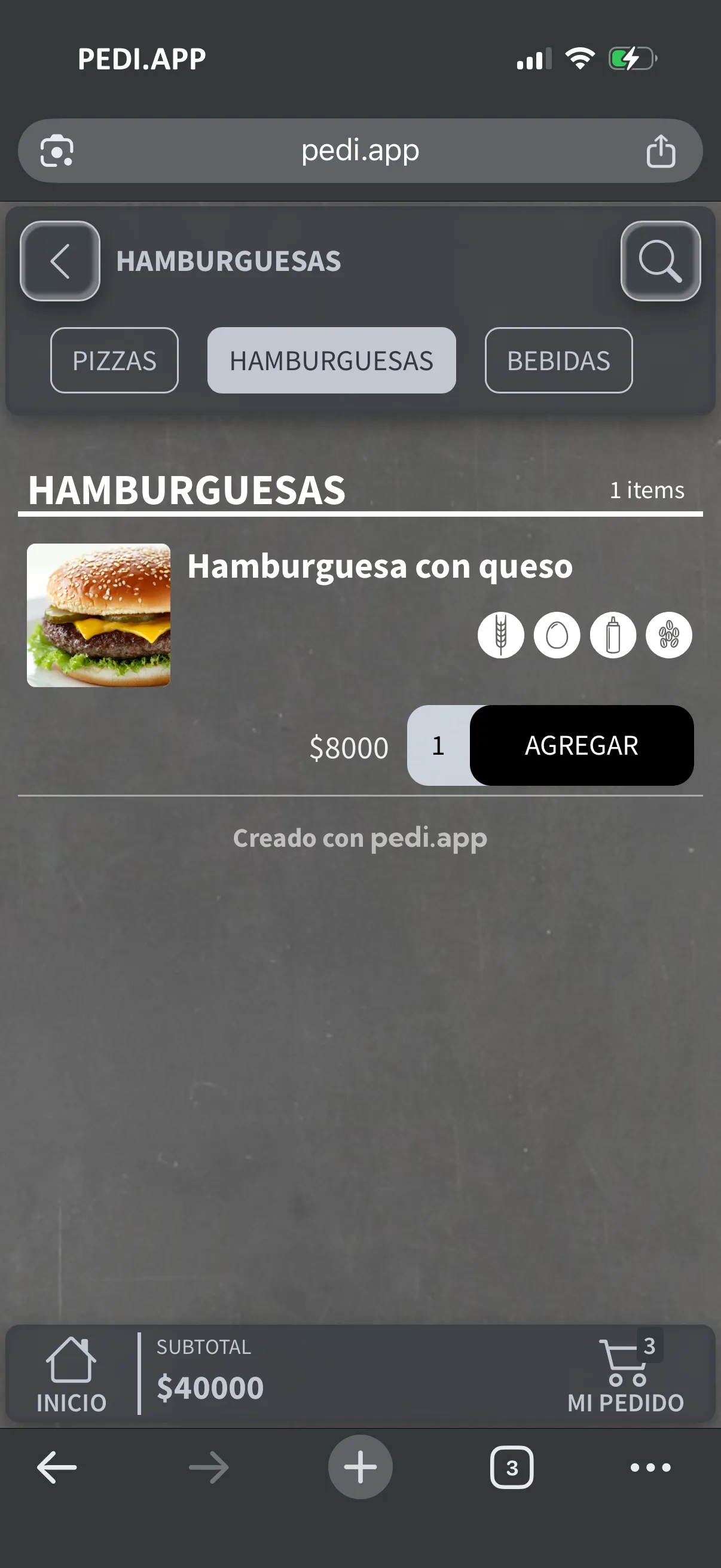 Paso 6 del flujo de pedido en una tienda pediapp